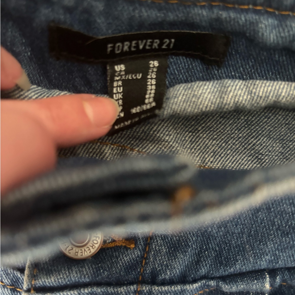 Forever 21 High-Rise Dark Blue Button-Fly Jeans - Picture 5 of 6